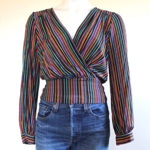 Maeve Anthropology Lisa Striped Rayon Blouse